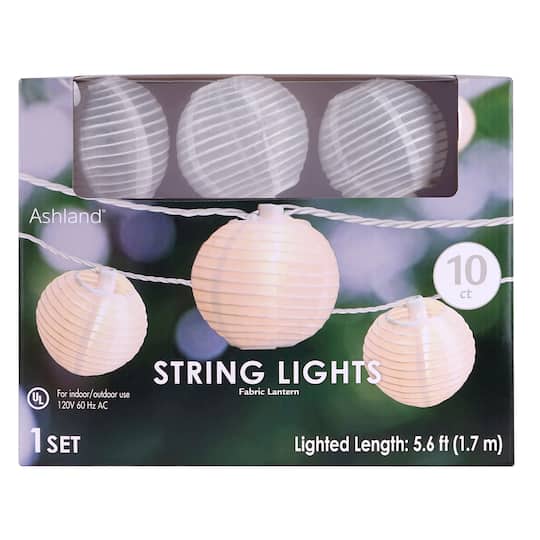 10ct. White Fabric Lantern String Lights By Ashland™